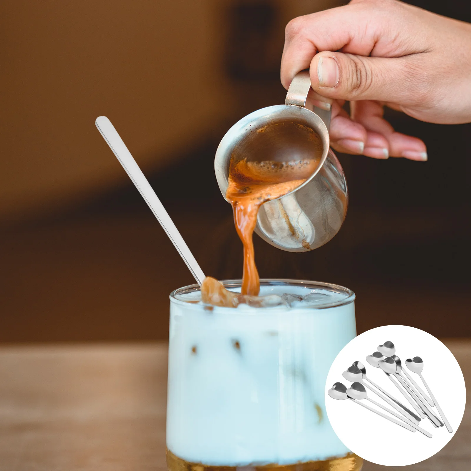 

10Pcs Stainless Steel Heart Dessert Spoons Long Handle Design Ideal Gift for Special Occasions Coffee Tea Ice Cream