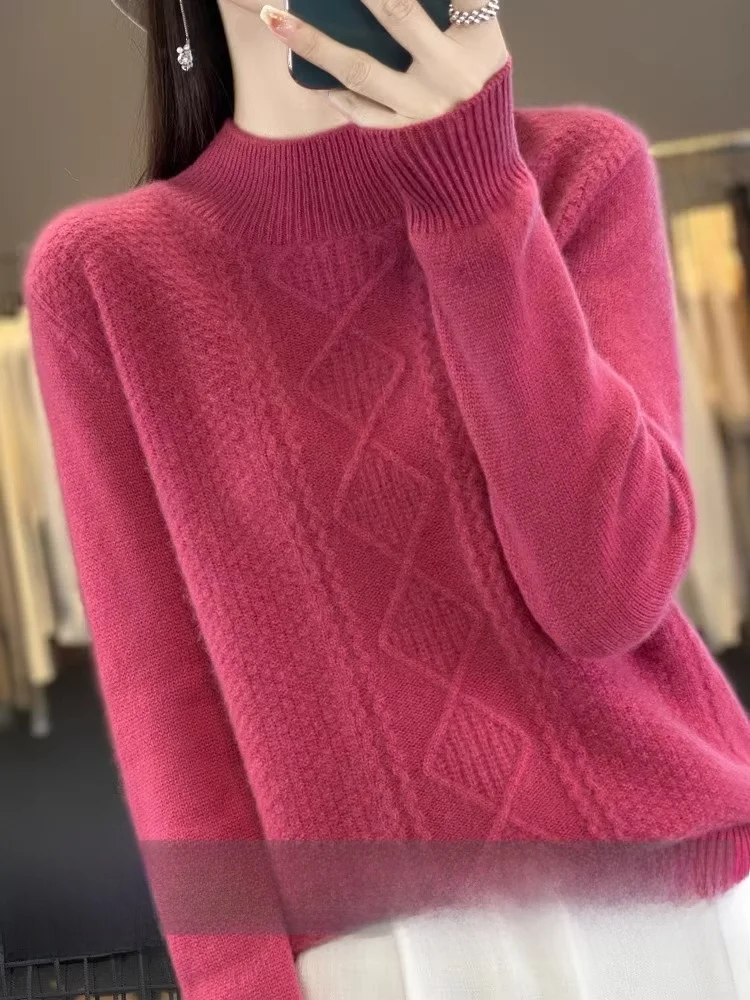 エルドス 厚手カシミヤセーター レディース 00%カシミヤ 2024秋冬 ハーフハイネック ウールニット ベースシャツ