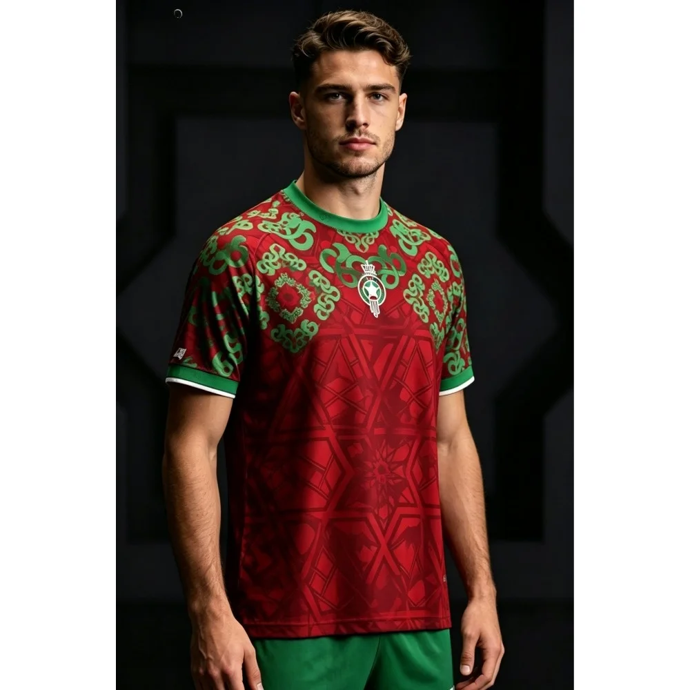 2026 Summer New Moroccan Traditional Football Jersey Sports Breathable Fashion Casual Style Special Edition Football Fans Men