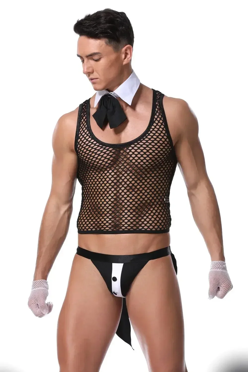 Men's Sexy Waiter Outfit Cosplay Costume Hot Erotic Maid Lingerie Adult Party Theme Costumes for Men