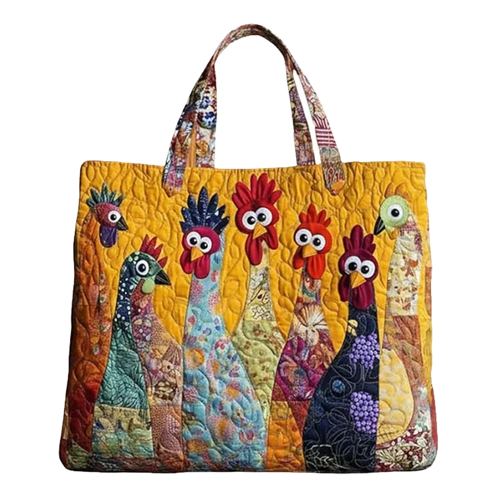 Animal Chicken Patchwork Quilted Tote Women Daily Shoulder Bag Handbag For Shopping 2026 New Bags view 2