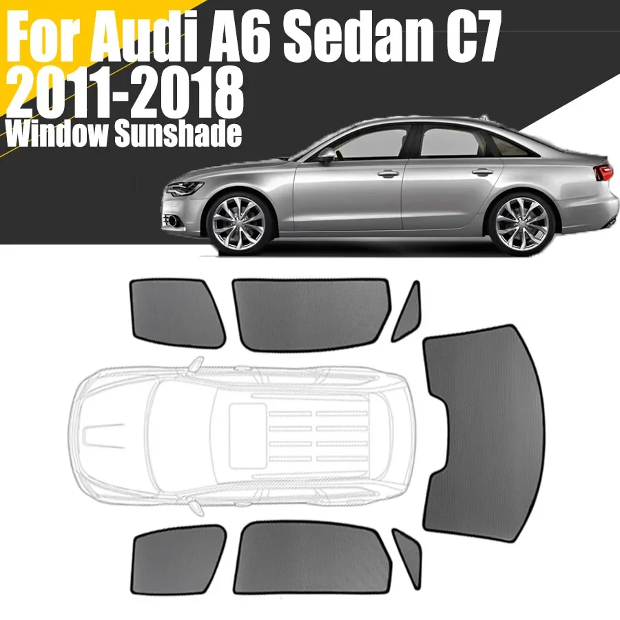 Custom Magnetic Car Window Sunshade For Audi A6 Sedan C7 2011 - 2018 Curtain Mesh Front Windshield 