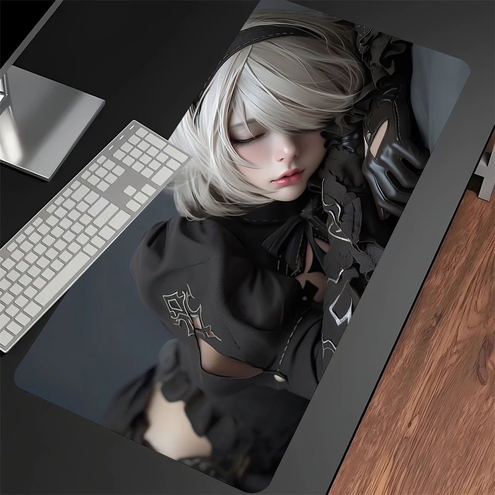 Tapis de souris pour ordinateur portable Anime Girl Nier Automata 2B, 80x30CM, pour clavier, Table, XXL, pour jeu, Kawaii, en caoutchouc, antidérapant