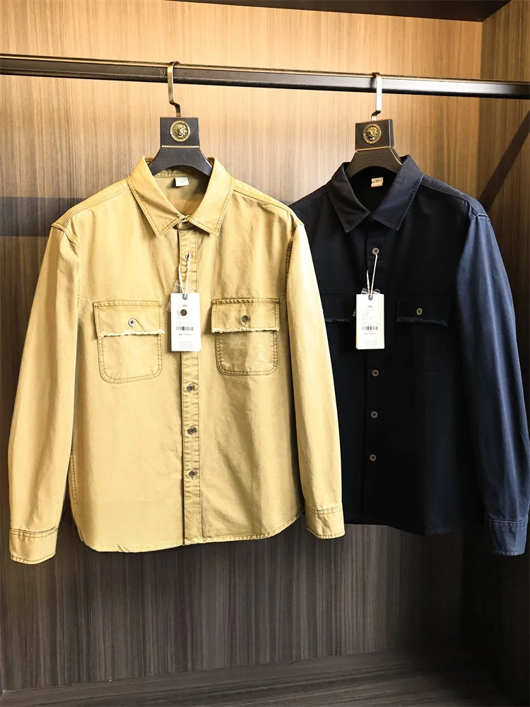 Retro Japanese Style Long Sleeve Shirt for Men  Color Lightweight Comfortable Skin-friendly Standard Fit Autumn Fashion