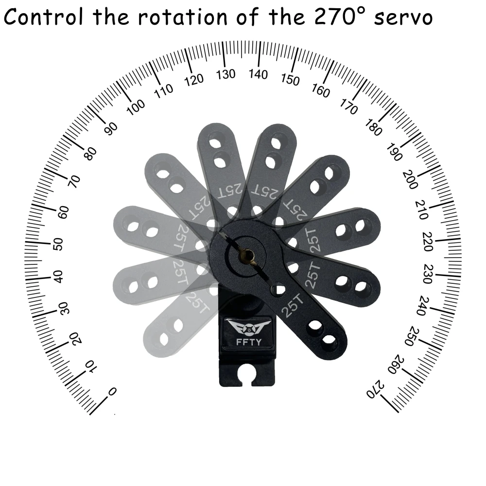 FFTY 21G waterdichte RC legering digitale micro-servo's, Metal Gear servo's voor 1:14 1:18 1:16 RC vliegtuigrobot met 25T zwenkarm