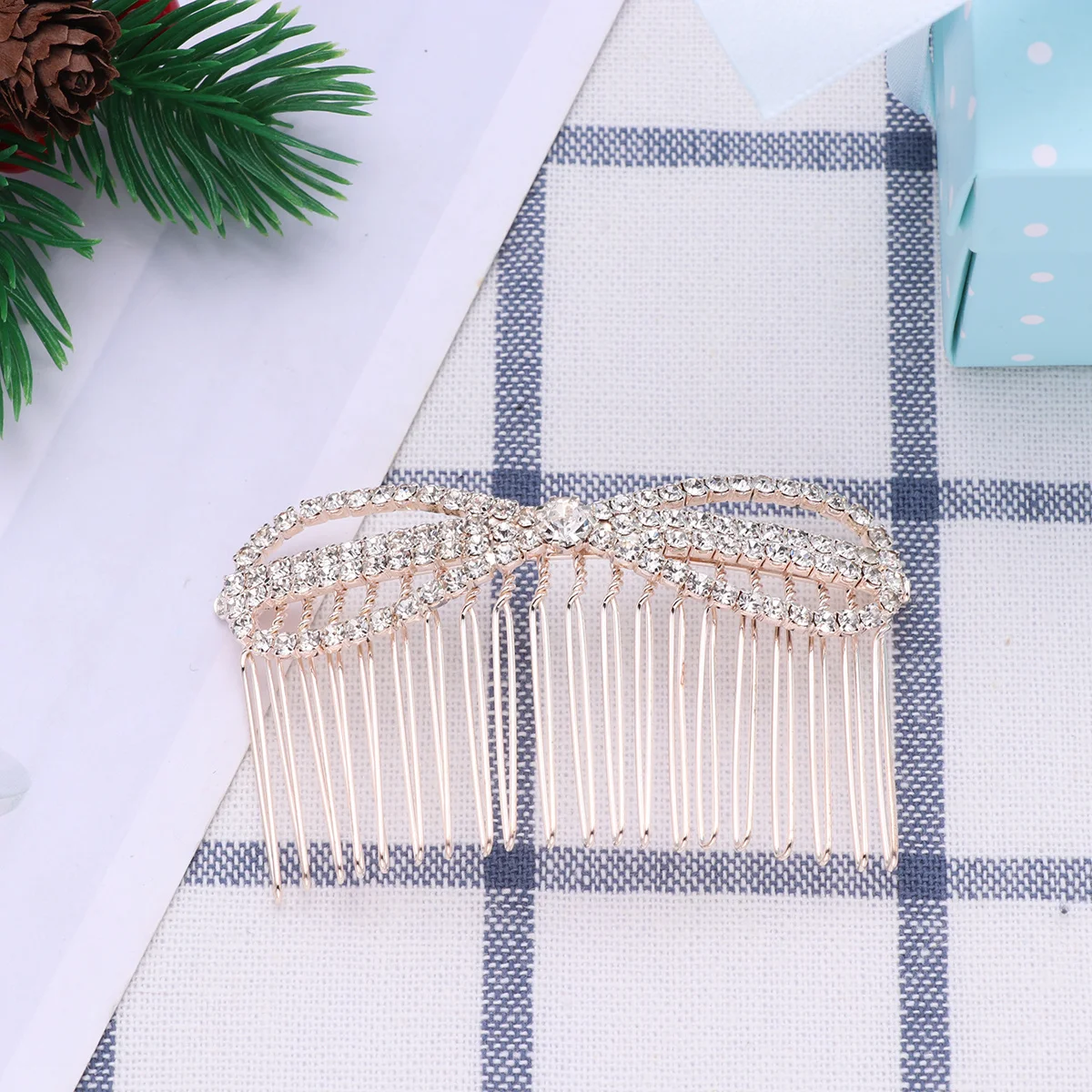 

1Pcs Bridal Hair Comb Hollow Bowknot Rhinestone Alloy Insert Comb Wedding Party Hair Accessories for Bride Bridesmaid Flower