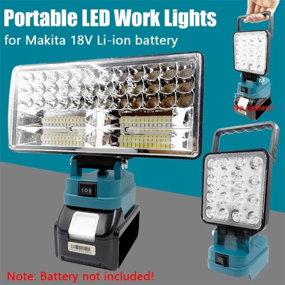2 USB Charger LED Work Light 4/8 Inch Night Lighting Flashlight Adjustable Levels for Makita 18V Lithium Battery