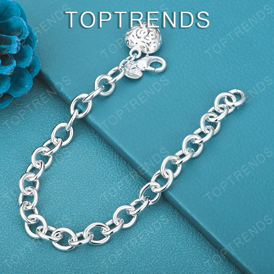 

Элегантный браслет-цепочка из стерлингового серебра 925 пробы с ажурным сердцем, подарок для женщин и мужчин на день рождения, модный аксессуар, новое ювелирное украшение