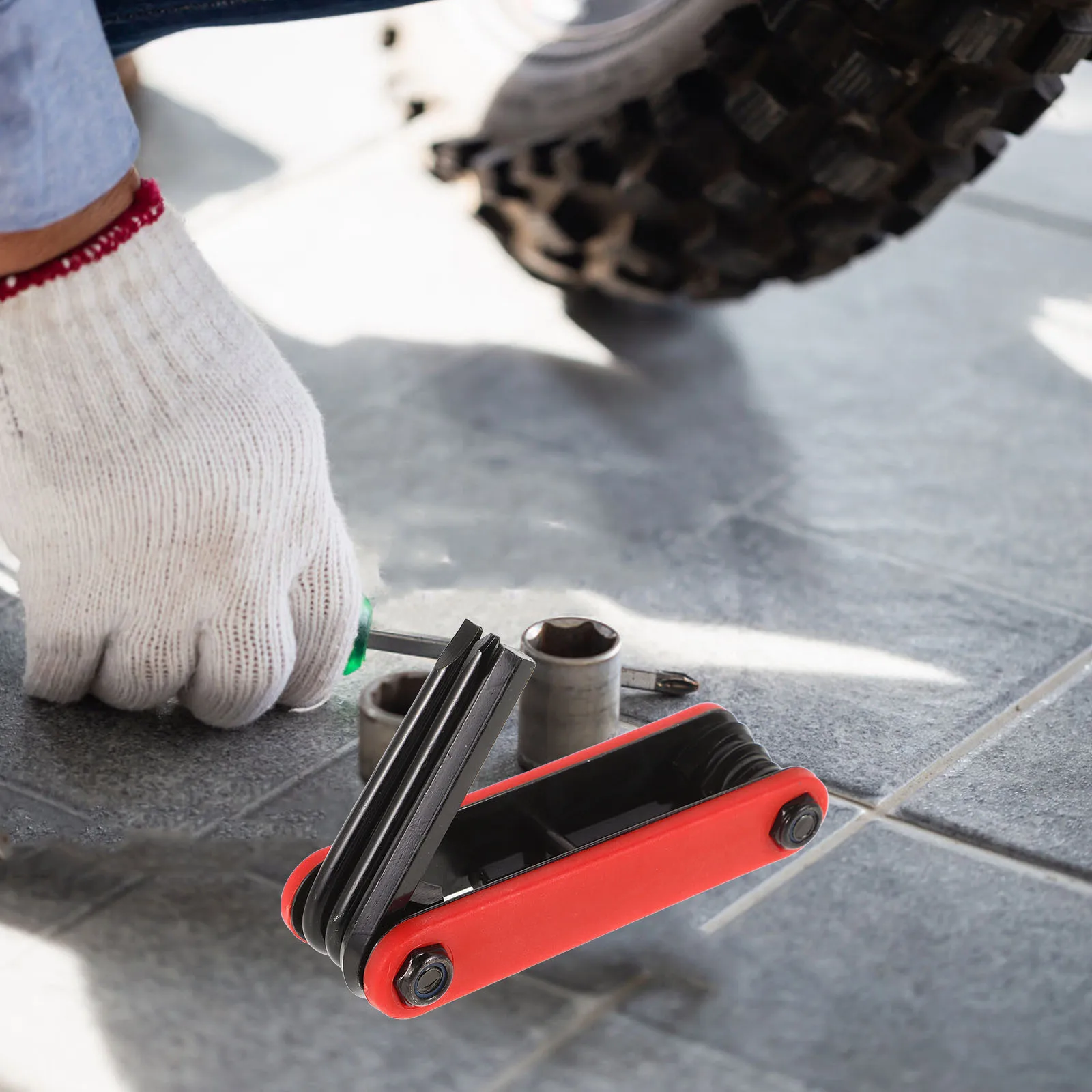 

1Set Folding Combination Bike Repairing Tool Portable Inner Hexagon Repair Spanner Multifunction Wrench Set Outdoor Bike