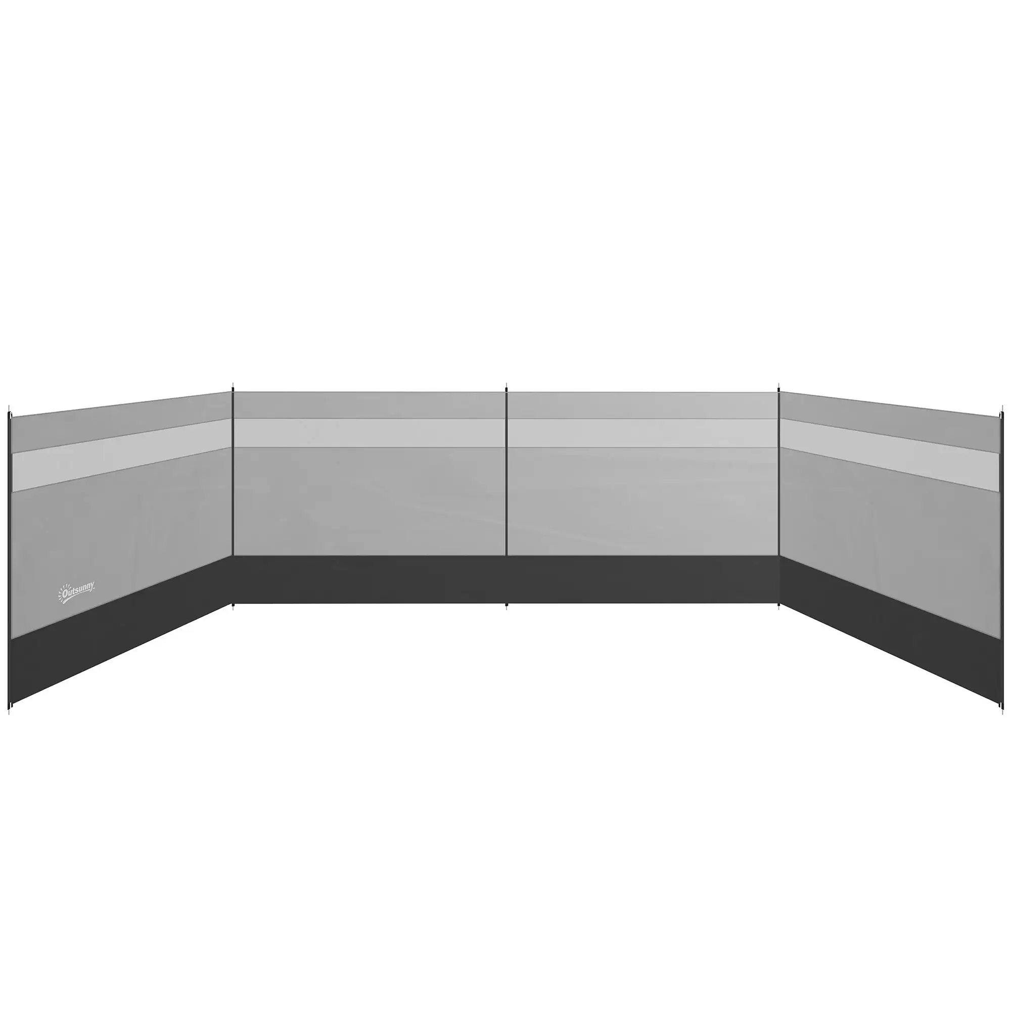 Pare-vent 725x140cm avec structure en acier, transparent, incl. Sac à bandoulière, gris