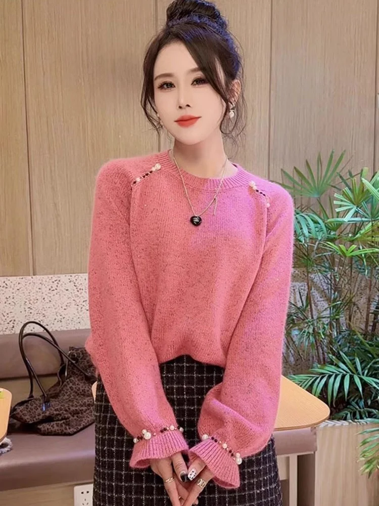 Thiened rotondo Ne Bell Sve maglione da donna autunno inverno nuovo Sle bellissimo top interno lavorato a maglia dolce Sle vestibilità ampia