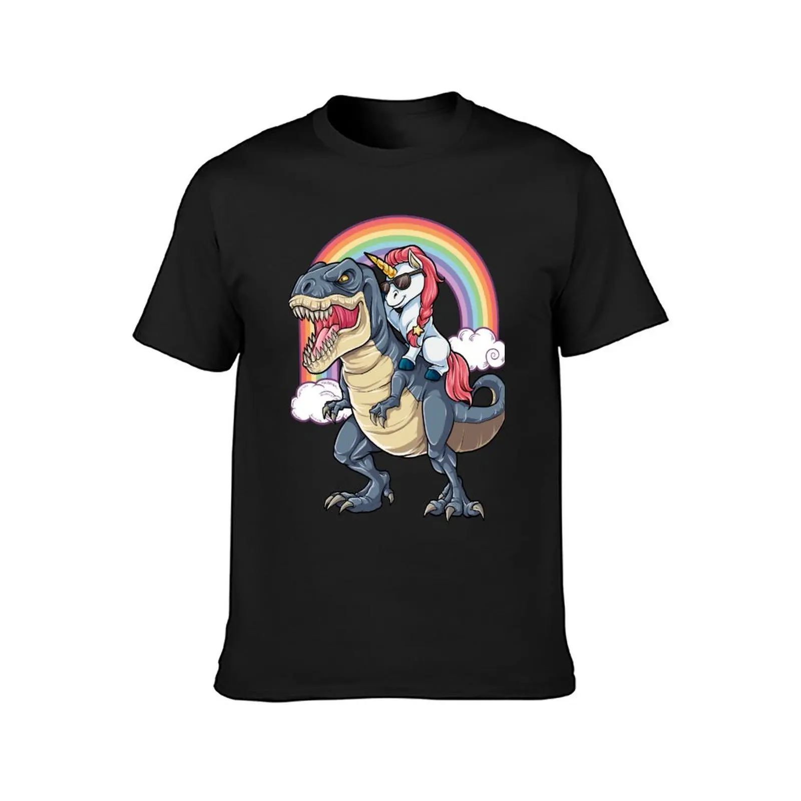 Unicorn Riding Dinosaur T Shirt T-Rex Funny Unicorns Party Rainbow Squad Gifts for Kids Boys Girls T-Shirt