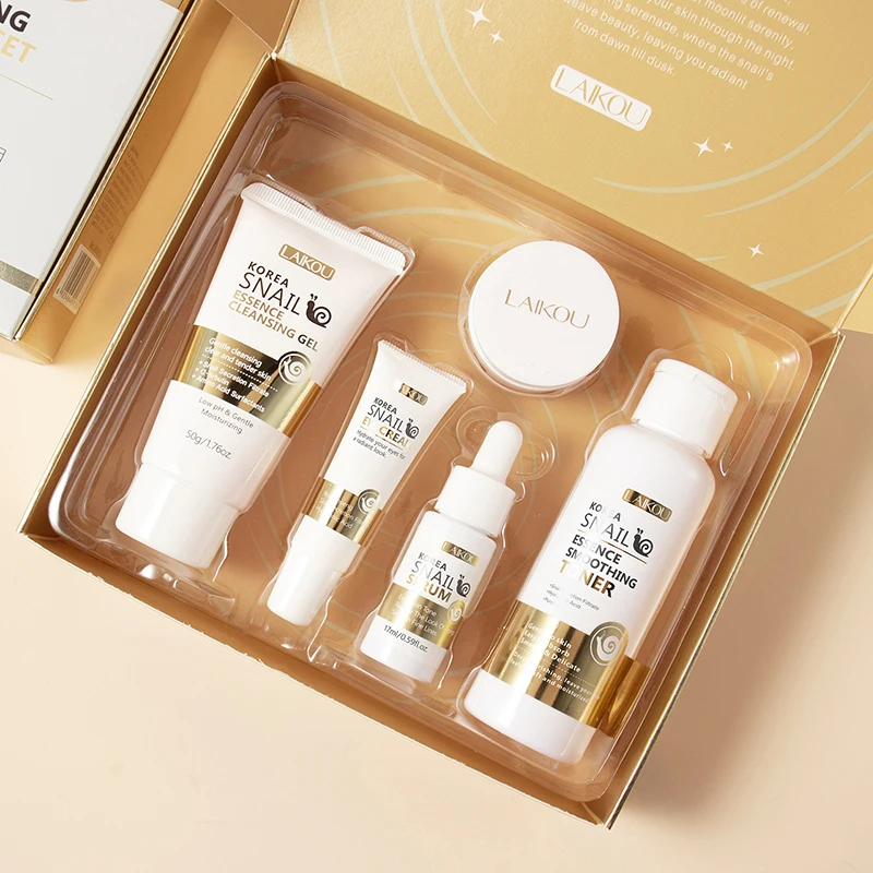 

Набор для ухода за кожей LAIKOU Snail, 5 предметов: увлажняющая, восстанавливающая, антивозрастная косметика против морщин