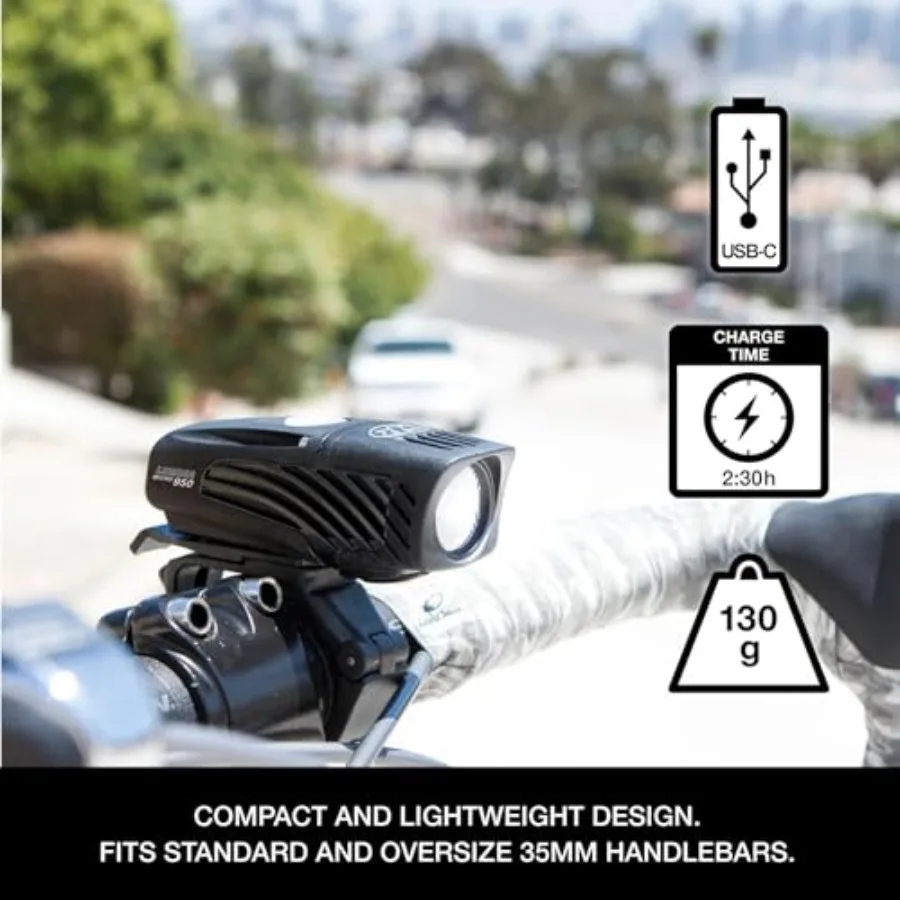 Lumina Micro 950 feu avant de vélo et Vmax + 180 feu arrière de vélo Combo Pack USB Rechargeable résistant à l'eau LED lumières de vélo