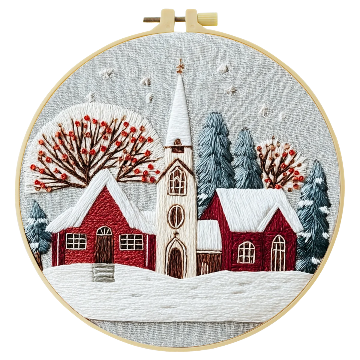 1 Stück 20X20CM/15X15CM 7,87/6,3 Zoll Stickerei-Starter-Kit DIY-Set Heimdekoration, Schneelandschaft, Stickerei-Set – Detail 4