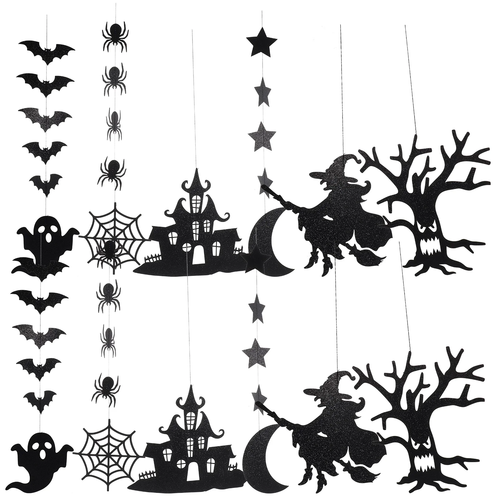 

Halloween decoration lace ornaments spider witch ghost bat ornaments ghost festival atmosphere layout props (6pcs/bag) 2 sets