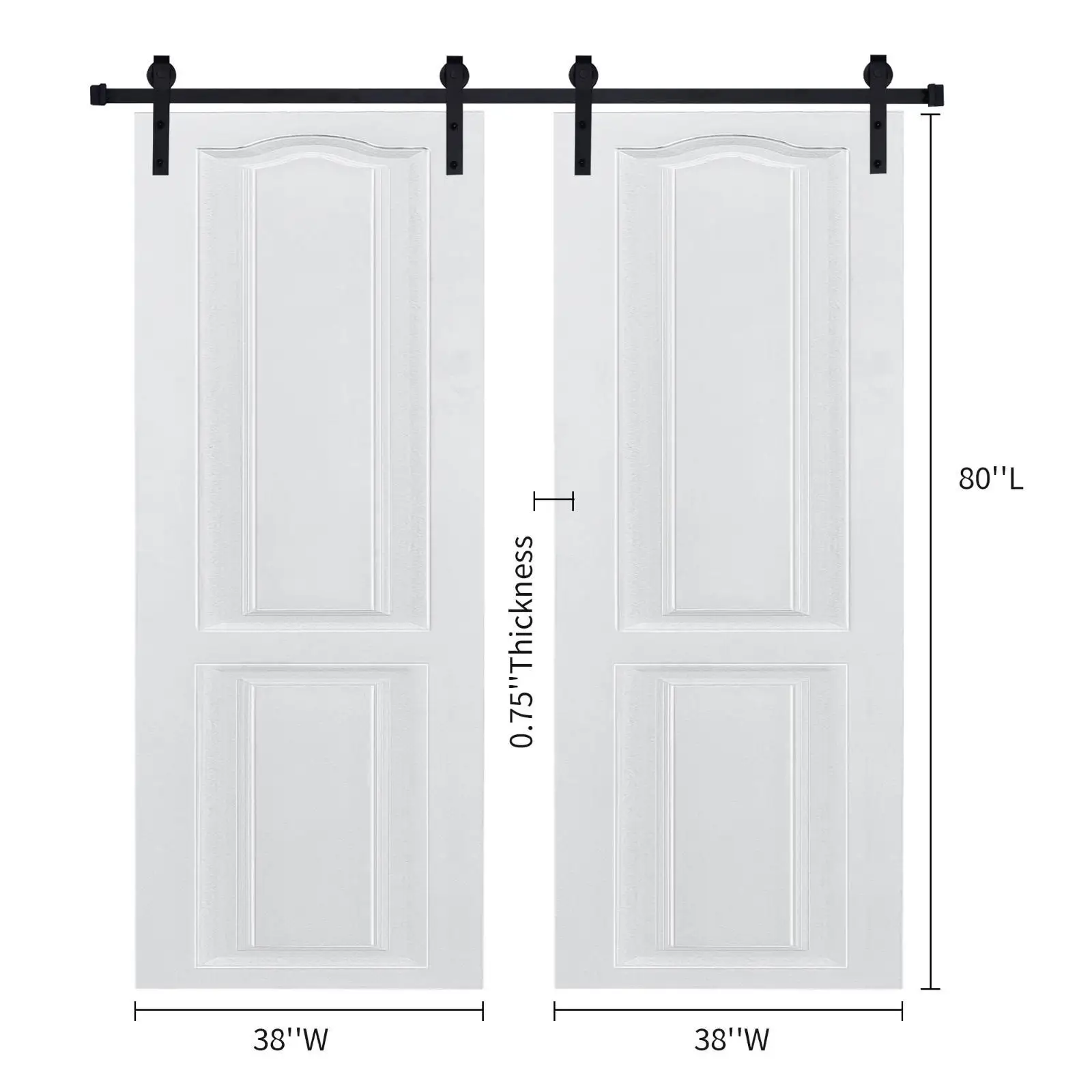 Puerta moderna elaborada con CNC de 3/4" de grosor y 76 pulgadas. x 80 pulgadas. Granero blanco de MDF
