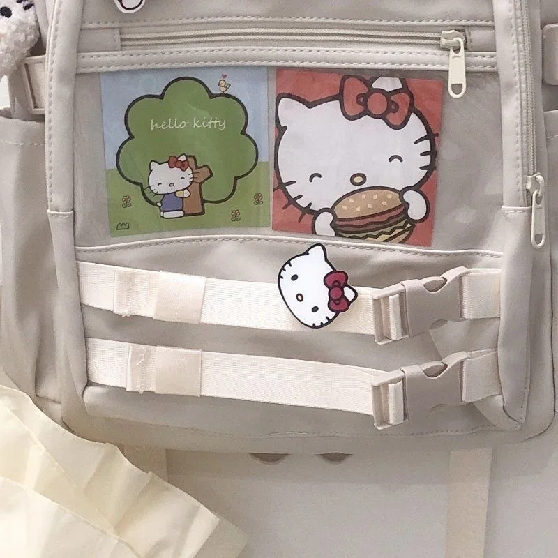 Imagem -04 - Bolsa Escolar Miniso Hello Kitty Mochila com Zíper Grande Capacidade Estudante do Ensino Médio