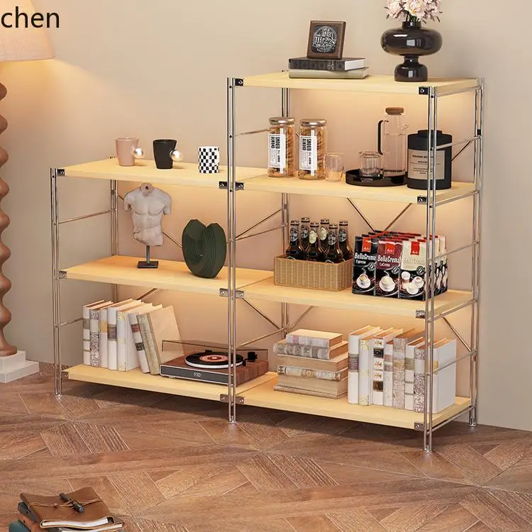 living room shelf steel wood floor storage shelf balcony display book storage rack simple