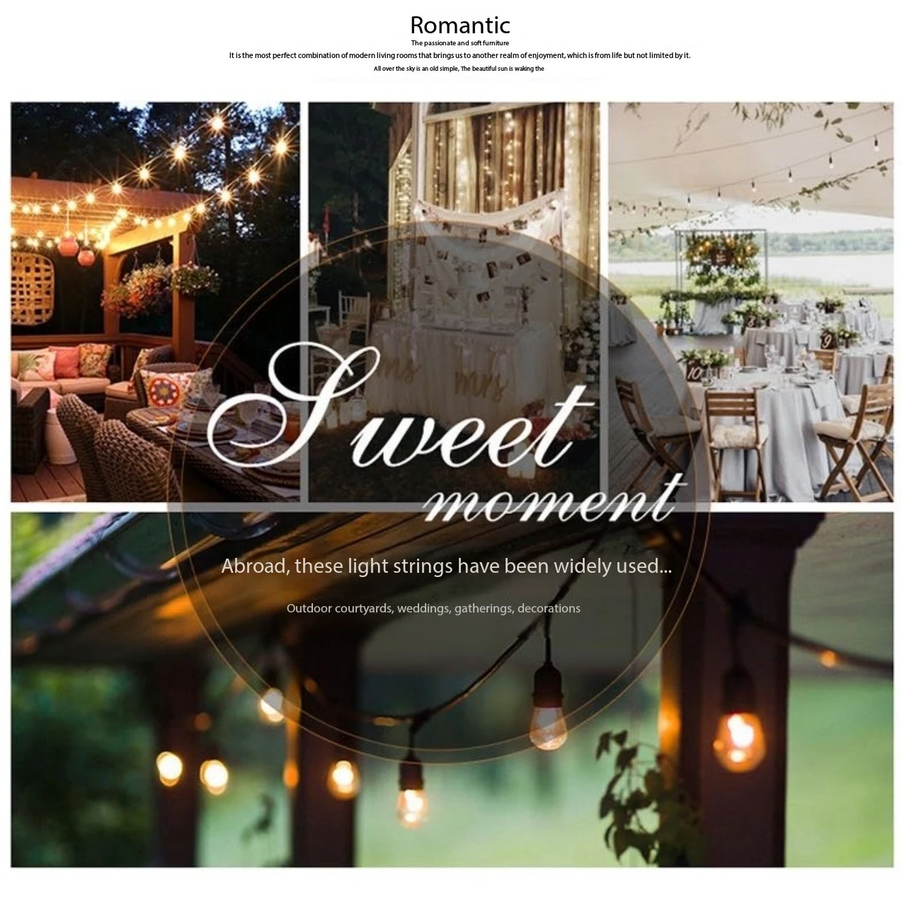 30m S14 LED Light String Outdoor Dimmable Shatterproof Camping Light String 120V/220V Suitable for Garden and Balcony Decoration