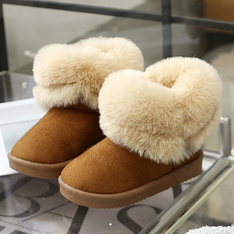 

Faux Fur Winter Boots For Children Thick Warm Plush Boots For Boys Girls Anti-slippery Waterproof Faux Fur Warm Boots For Kids