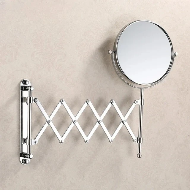

Magnifying Two-Sided Retractable Bathroom Mirror 360 Degree Swivel Makeup Mirror 7inch Household Bathroom Folding Mirror Silver