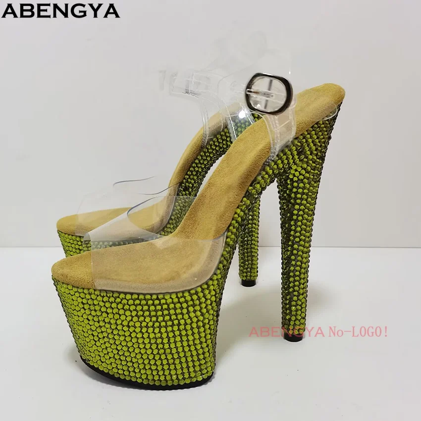 Sexy Super Thin Heels PVC Platform Modern Sandals Women Summer High High NightClub Jelly Shoes For Woman Sandalias Mujer