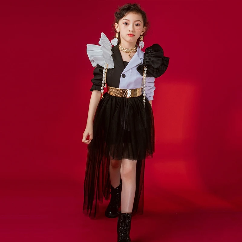 

Kids Hiphop Jazz Dance Performance Costume Girls Ballroom Dance Outfits Children'S Kpop Clothing Stage Catwalk Wear DW10265