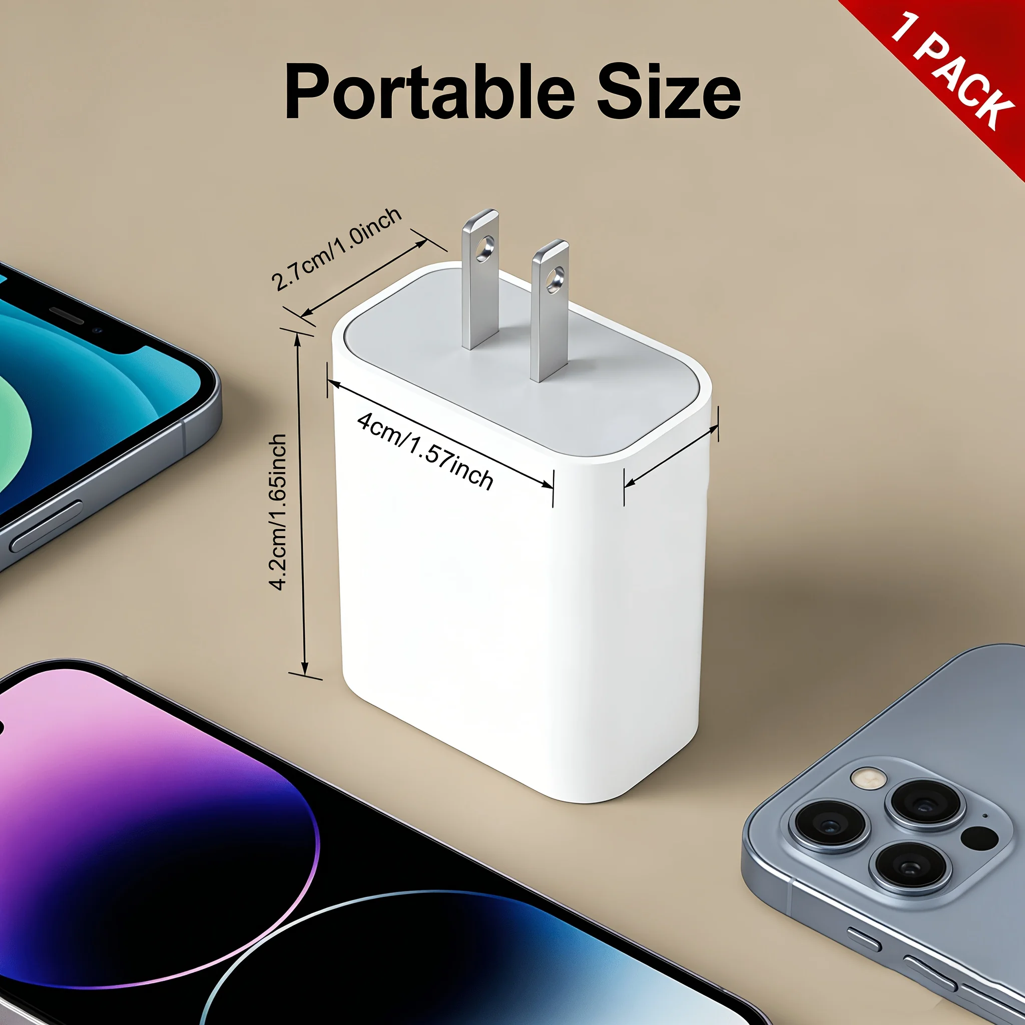 3-in-1 USB Wall Charger,20W 3-Port Smart Charging Block,Compact US Plug,Multi-Protection,For iPhone 18/17/16,For Galaxy,For iPad