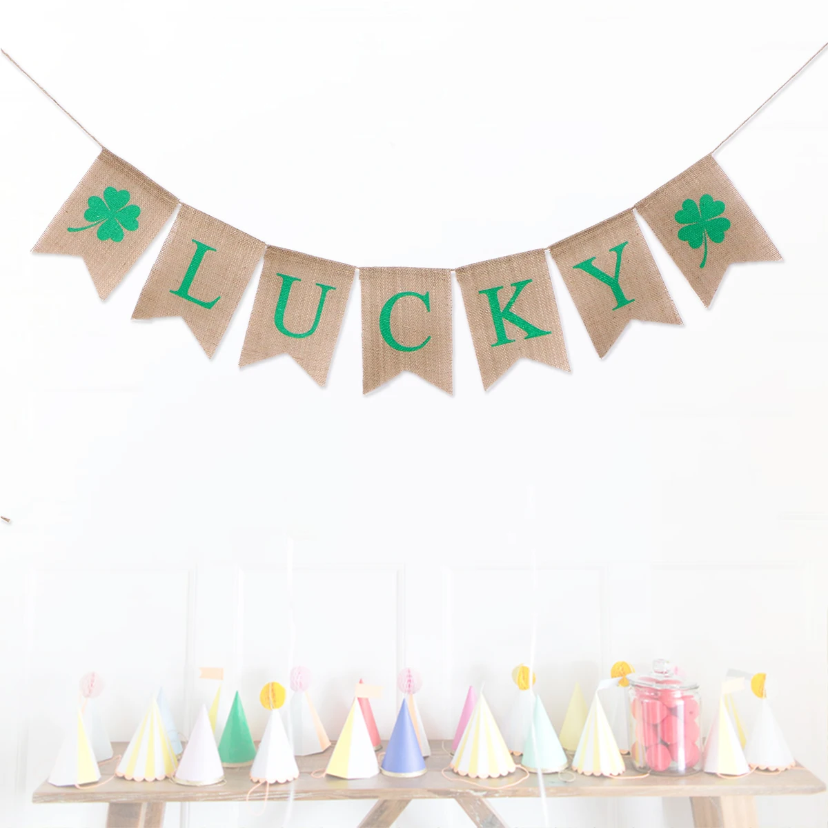 

St Patrick's Day Decorations 2 8 Shamrock Garland Banner Lucky Theme Party Irish Wall Window Decor