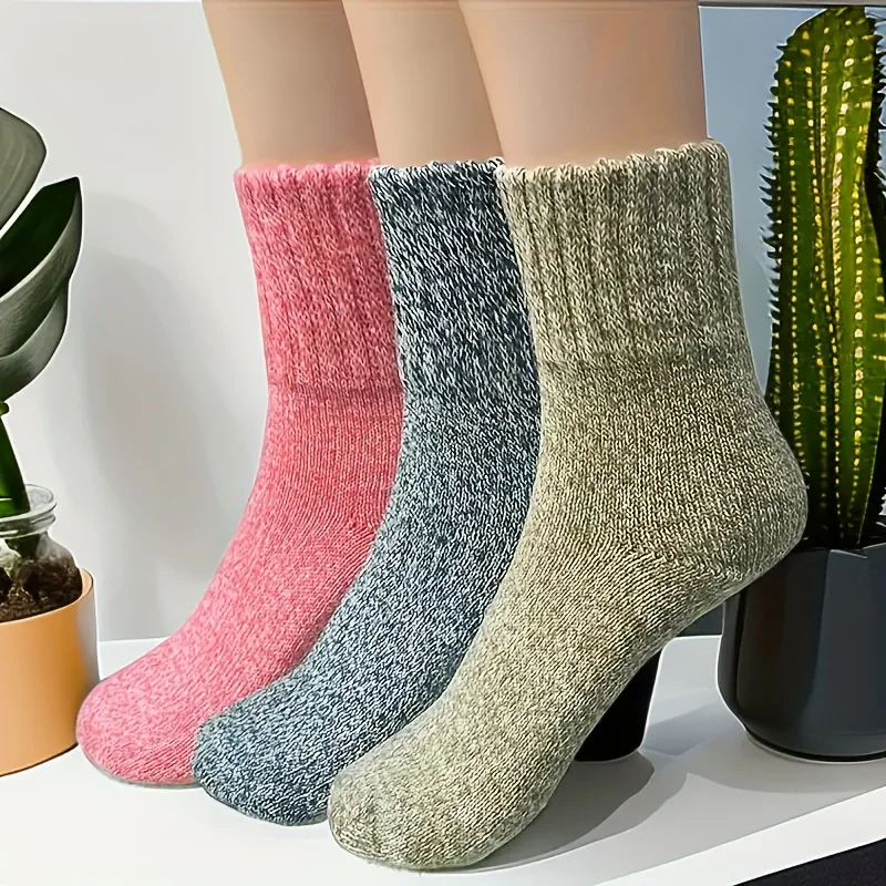 

5 pairs of women's warm winter socks - soft and thick knit, suitable for outdoor activities and daily comfortable wearing,