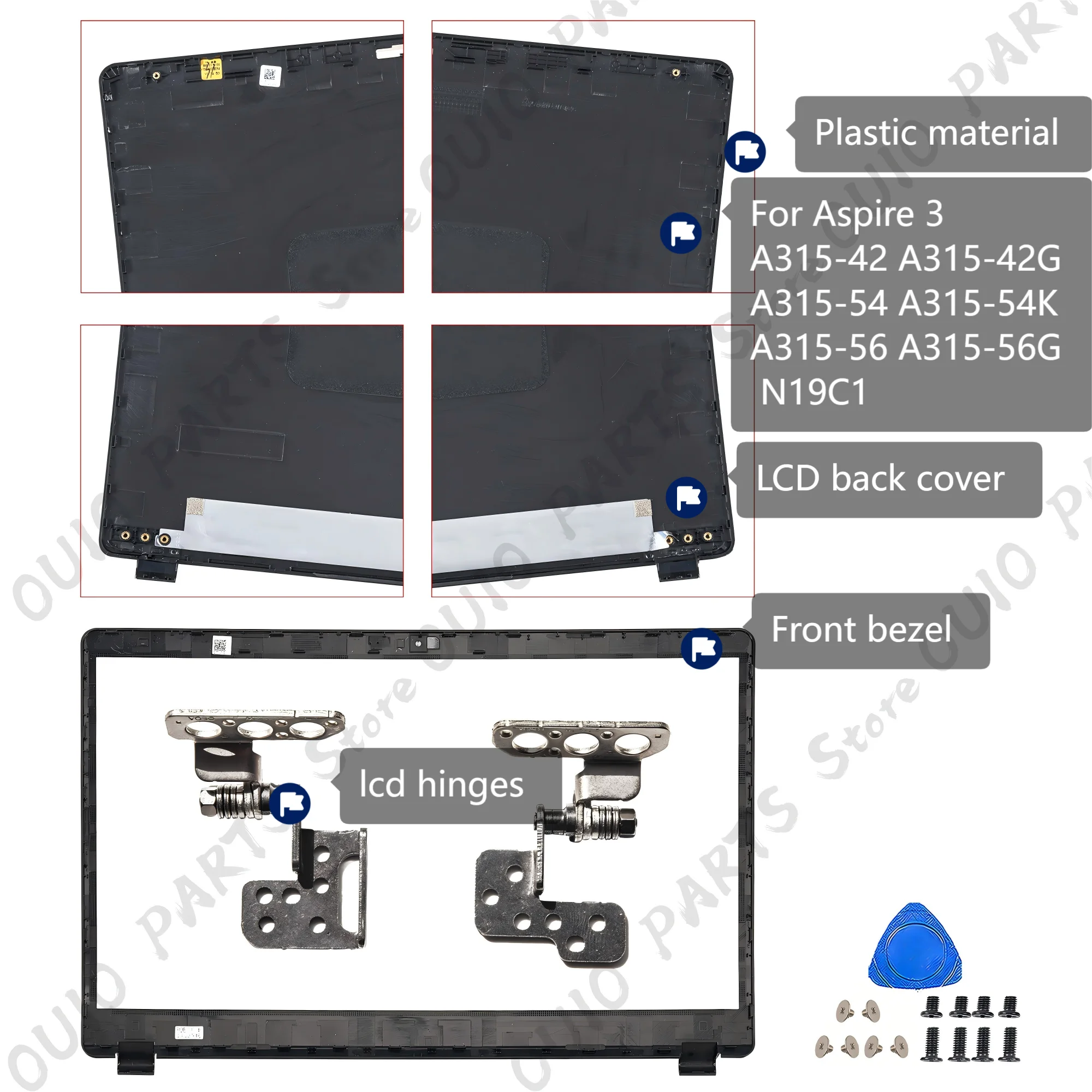 

NEW Case For Aspire 3 A315-42 A315-42G A315-54 A315-54K A315-56 A315-56K N19C1 Top Lid Cover Hinges 15.6Inch