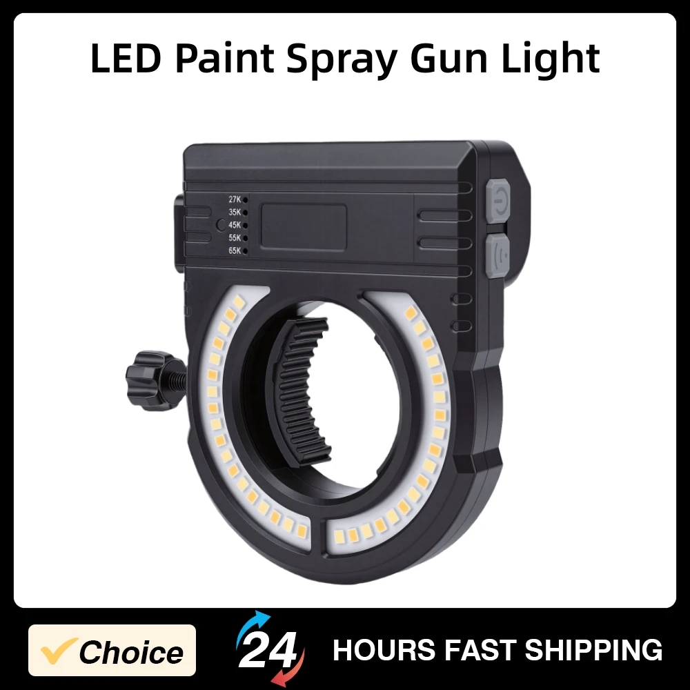 

LED Paint Spray Gun Light 2700K-6500K 5 Gears Adjustable Color Temperature Paint Sprayer Illumination Light 500/250lm