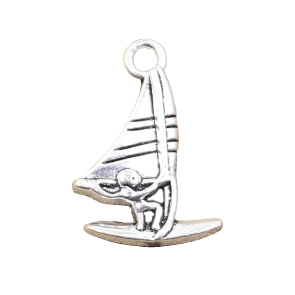 8pcs Charms Windsurfer Windsurfing Sailing 26x16mm Antique Silver Color Pendants Making DIY Handmade Tibetan Finding Jewelry