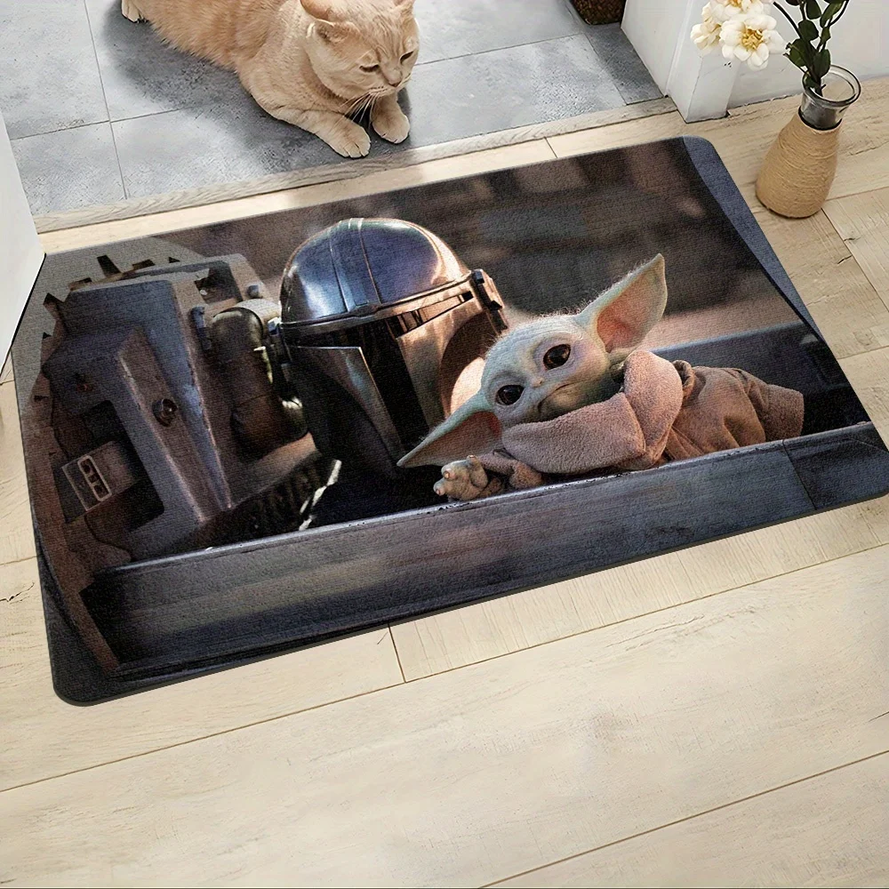 1pc Polyester Doormat Yoda Welcome Doormat-Non-Slip Bathroom Floor Mats- Perfect for Home Entry, Bedroom and Bathroom Doors, E