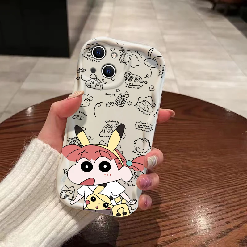 Cute Cartoon Crayons Shin-chans 3D Wave Case For Xiaomi Redmi 13C 12 12C 10 10C 9 9C A1 A2 K50 K40 Note 13 12 11 Pro Plus 4G 5G