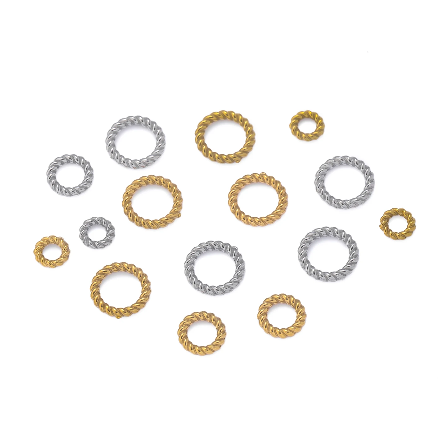 10Pcs Stainless Steel Twist Rope Circle Connector Closed Jump Rings Split Ring For Necklace Bracelets Jewelry Making Accessories