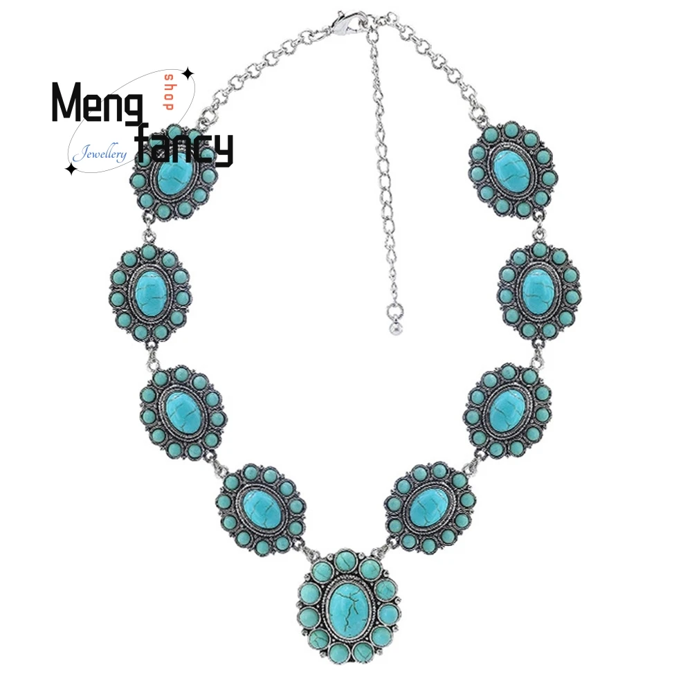

Sunflower Turquoise Necklace, A Retro Bohemian Ethnic Style Necklace Accessory Best Selling Fashion Jewelry Exquisite Elegant