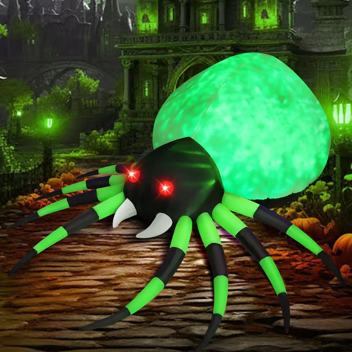 Hot Selling 8 FT Giant Halloween Inflatable Spider LED Lights Blow up Spider Factory Price Outdoor Halloween Decorations