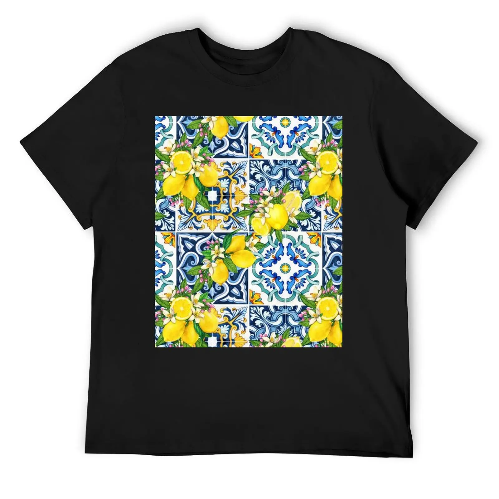 Bright Mediterranean Sicilian Tiles with Citrus Lemons T-Shirt boys animal print vintage custom shirt for a boy men clothing