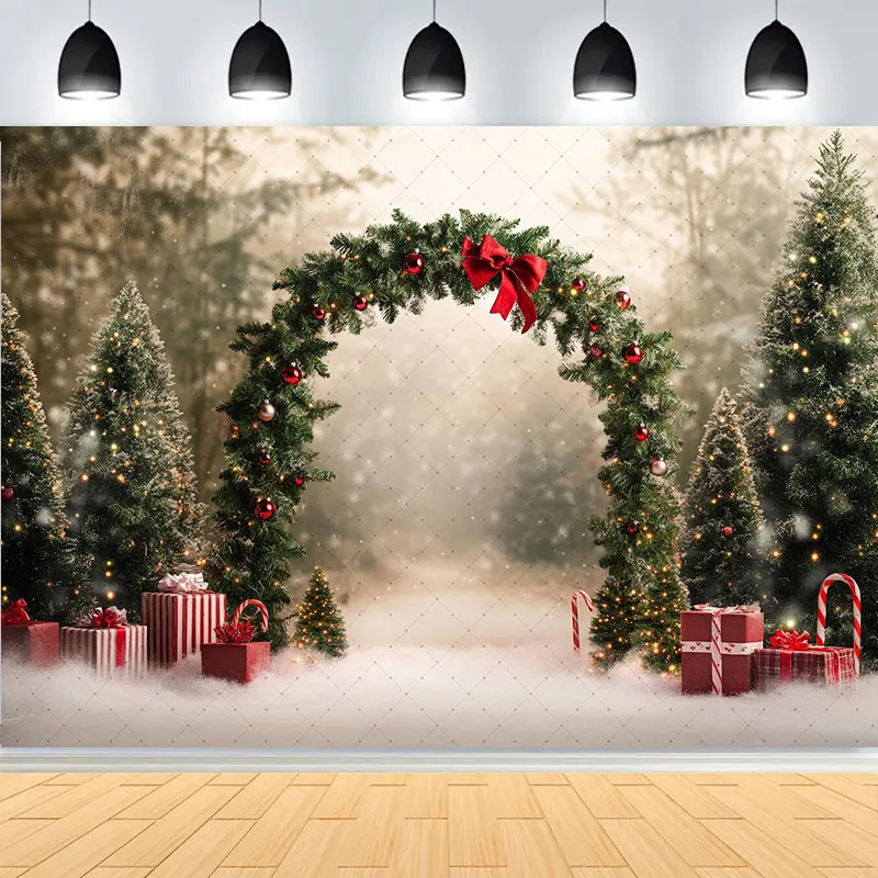 Winter Christmas Wonderland Festive Windows Photography Background Snowflakes  Tree Birthday Party Studio Backdrops XX-02