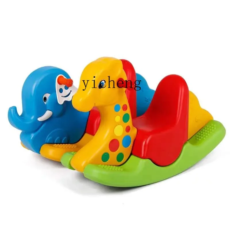 

Tqh Kindergarten Children's Two-Color Rocking Horse Three-Color Plastic Indoor and Outdoor Large Thickened Mount Small