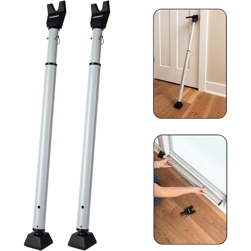 

Door Security Bar, Silver, 2 Pack- Adjustable Security Door Jammer- Fits Standard Sliding Doors, Hinged Doors,