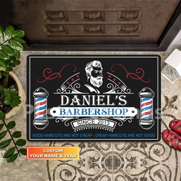 

Barber Door Mat, Barber Shop Personalized Doormat, Custom Name & Year Door Mat