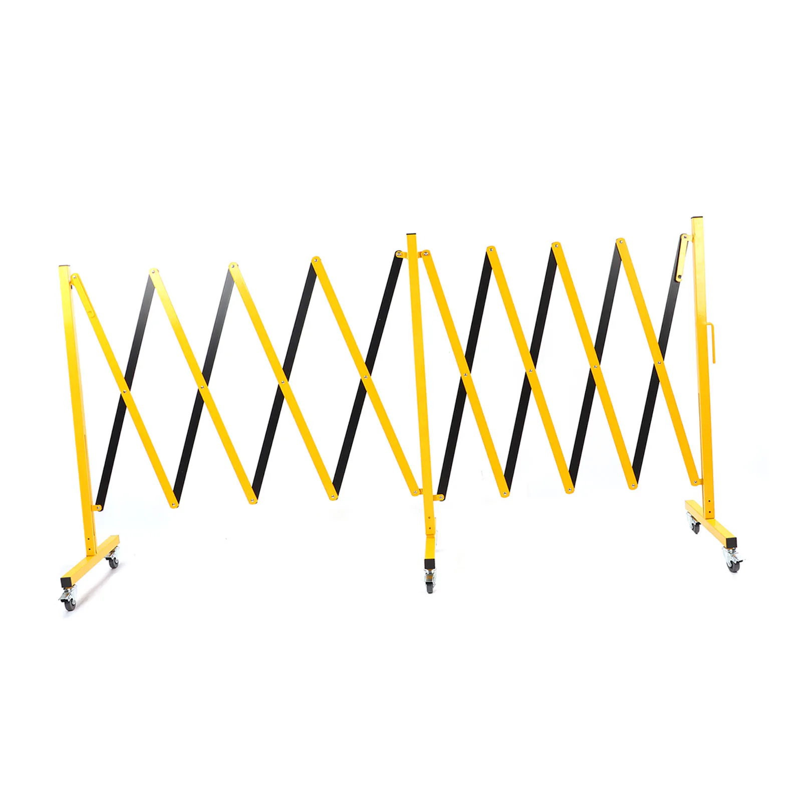 5m Expandable Metal Barricade Iron Column Mesh Reflective Portable Traffic Fence with Locking Coasters Safety Barricade