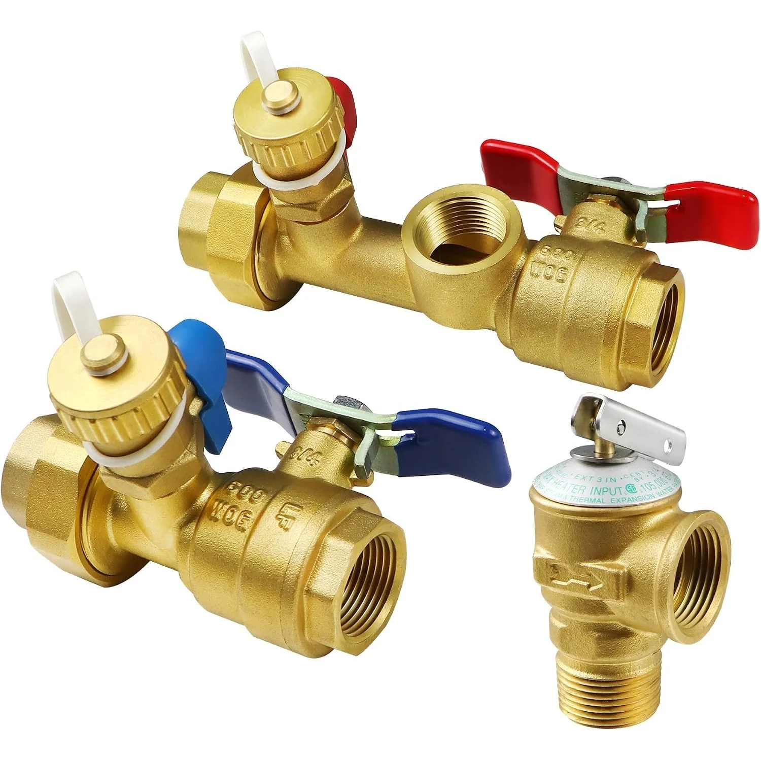 3/4 Inch IPS Isolator Tankless Water Heater Service Isolation Valve Kit Clean Brass 3/4