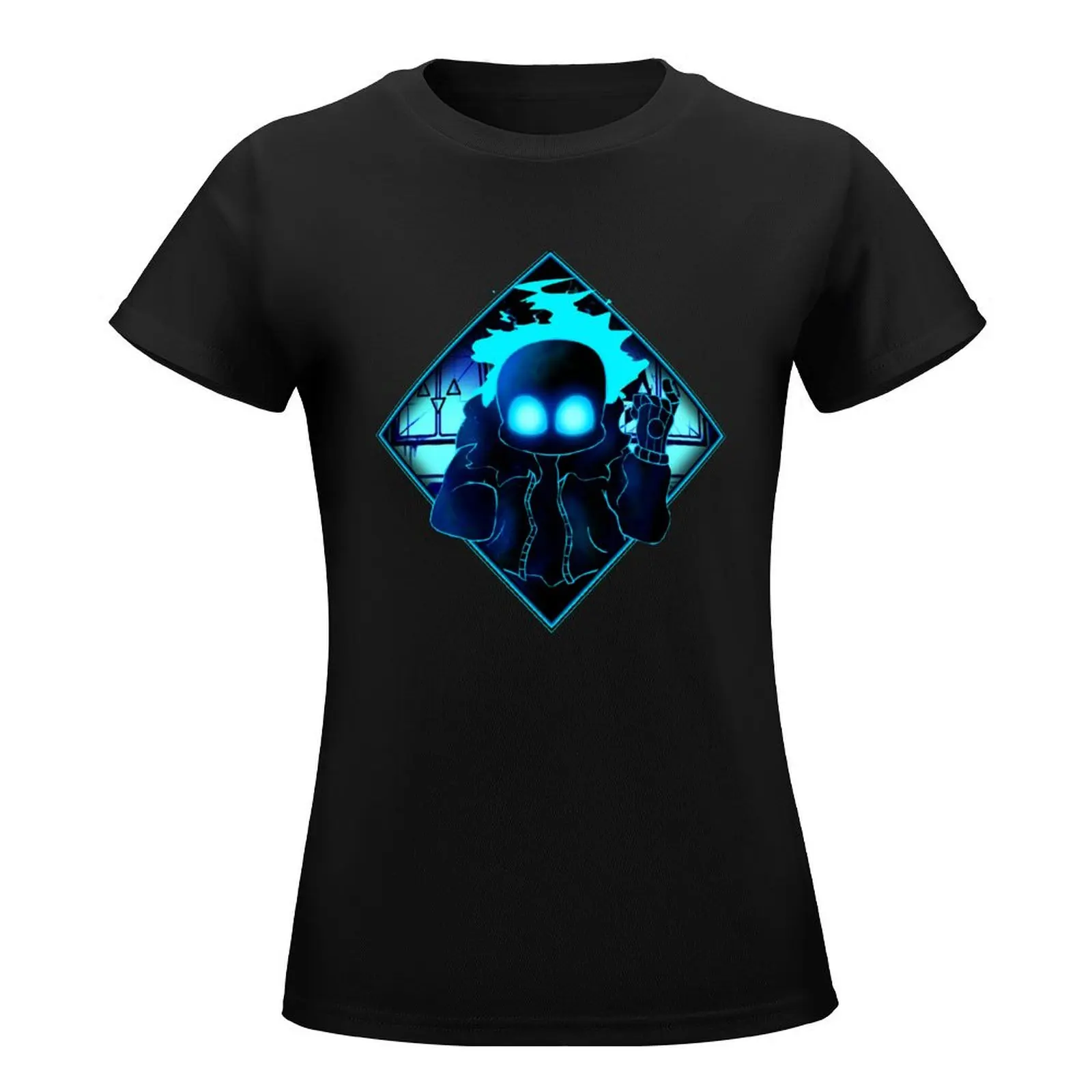 FNF UNDERTALE INDIE CROSS NIGHTMARE Sans remaster art T-Shirt anime clothes blacks t-shirt dress for Women graphic