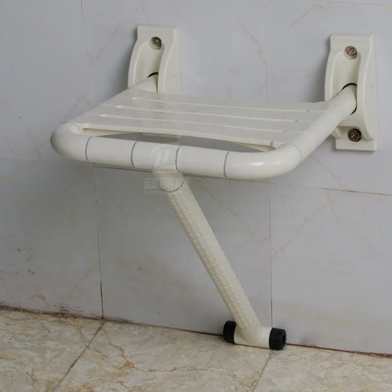 Wall Mounted nylon stainless steel folding shower wall chair with leg