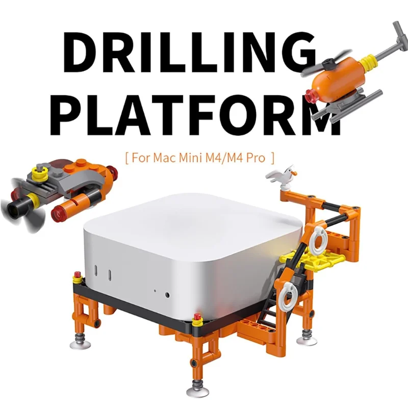 

Drilling Platform Stand For Mac mini M4/M4 Pro Stand,Funny Mini PC Holder–Building Block,DIY Assembly Bracket for Easy Startup
