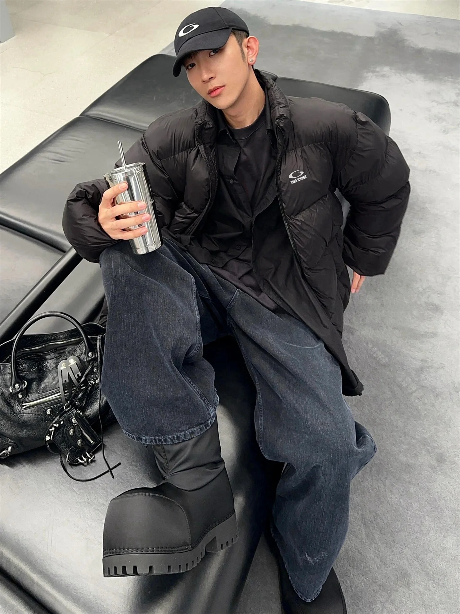 

Куртка VANA ILUSION Loop Series с воротником на молнии, хлопковая, унисекс, теплая, модная, с круглым круглым воротником-стойкой и надписью, повседневная